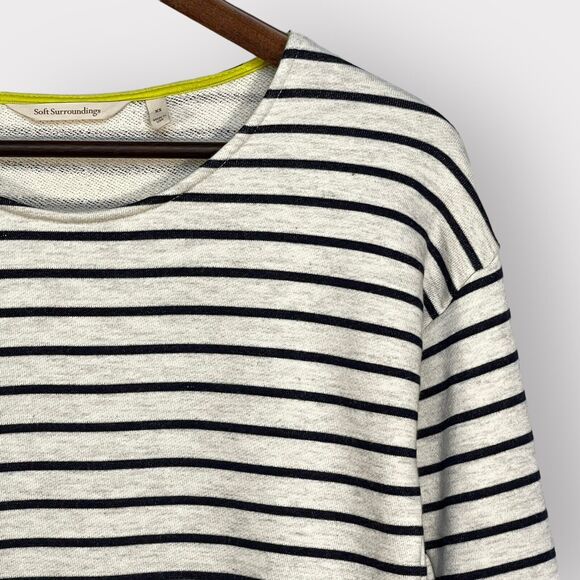 Soft Surroundings Tunic Top Women XS Blue Asymmetric Striped Nautical P74 - Picture 4 of 12